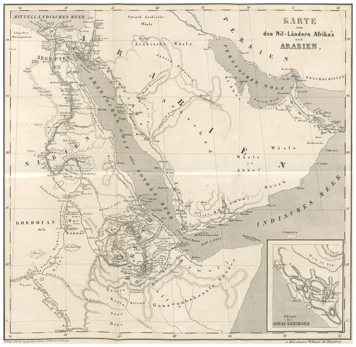 Leuke Kome — HEINZELMANN(1854) 12.993 Kartenblatt Arabien, Nilländer Afrikas.jpg