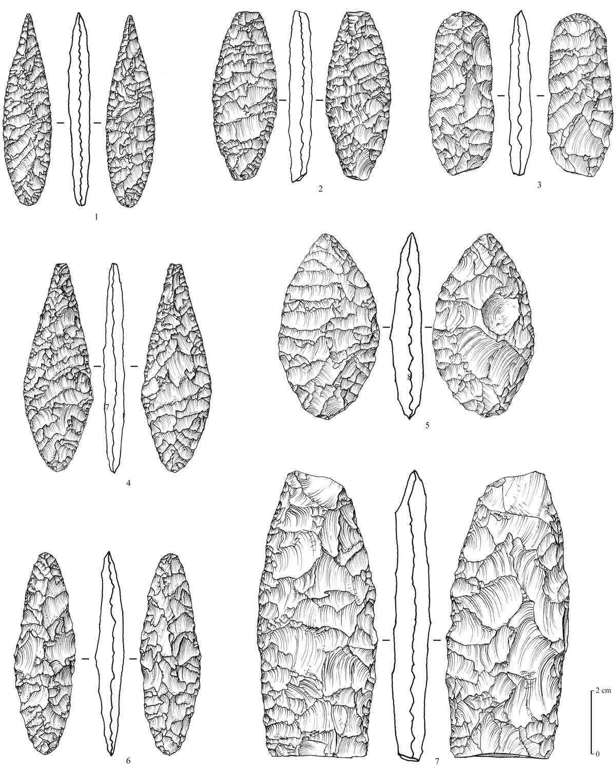 Mundafan — Figure 11. Neolithic bifacial foliates from Mundafan, in chert (sites MDF-16, 20, 21).png